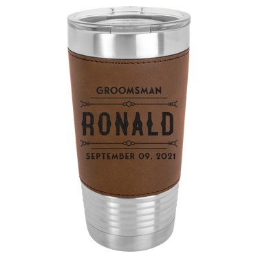 Custom engrave20oz Leatherette Tumbler Perfect for Best Man and Groomsman Gift